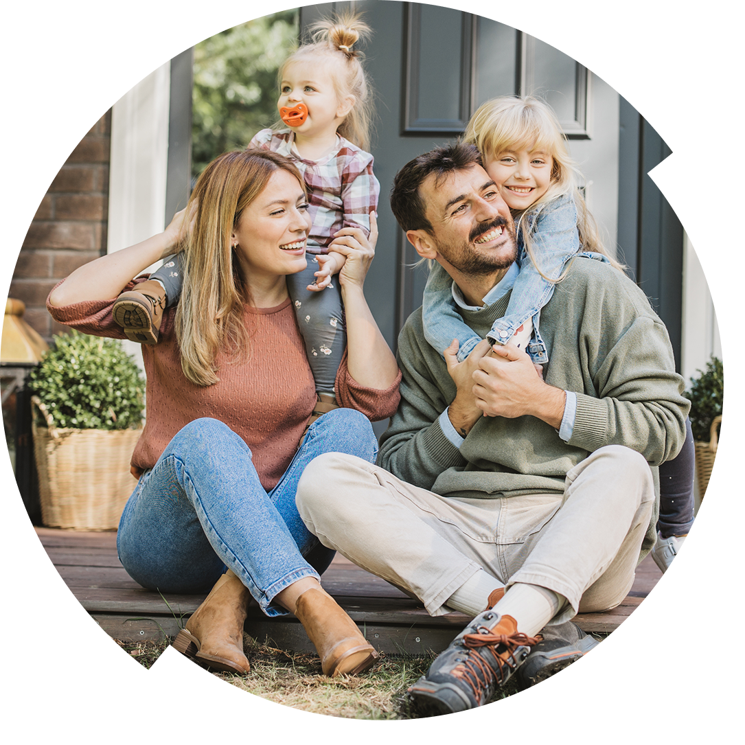 Family on porch