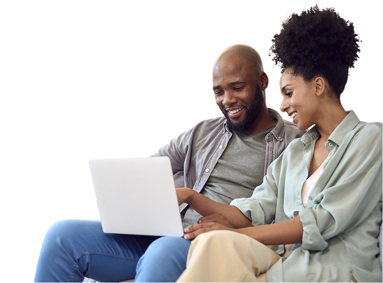 Couple looking at computer