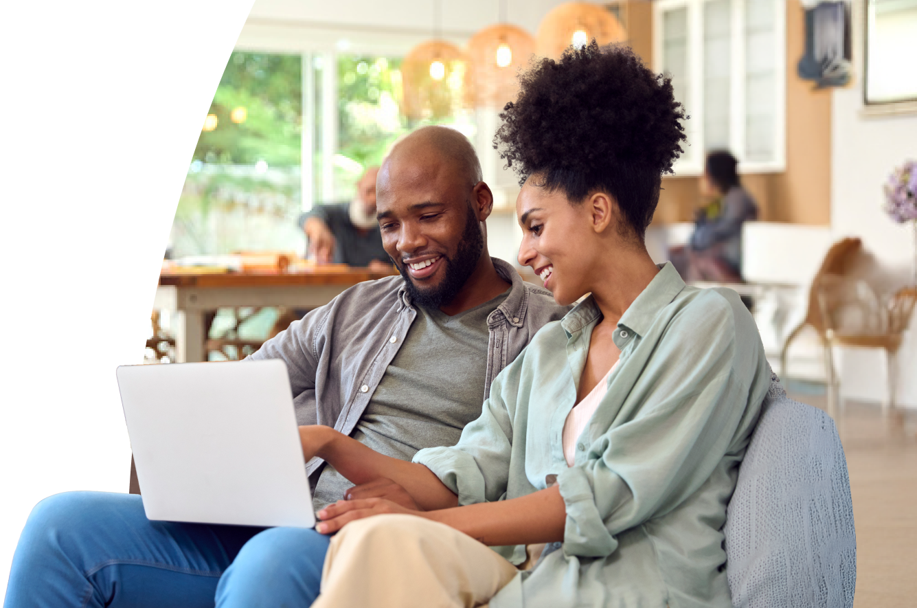 Couple looking at computer