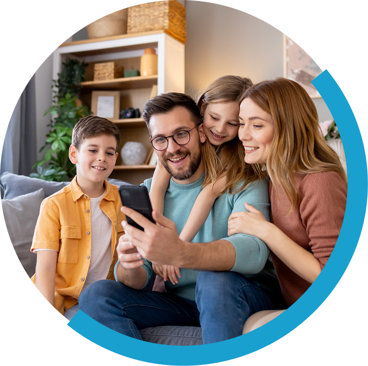 Family on couch
