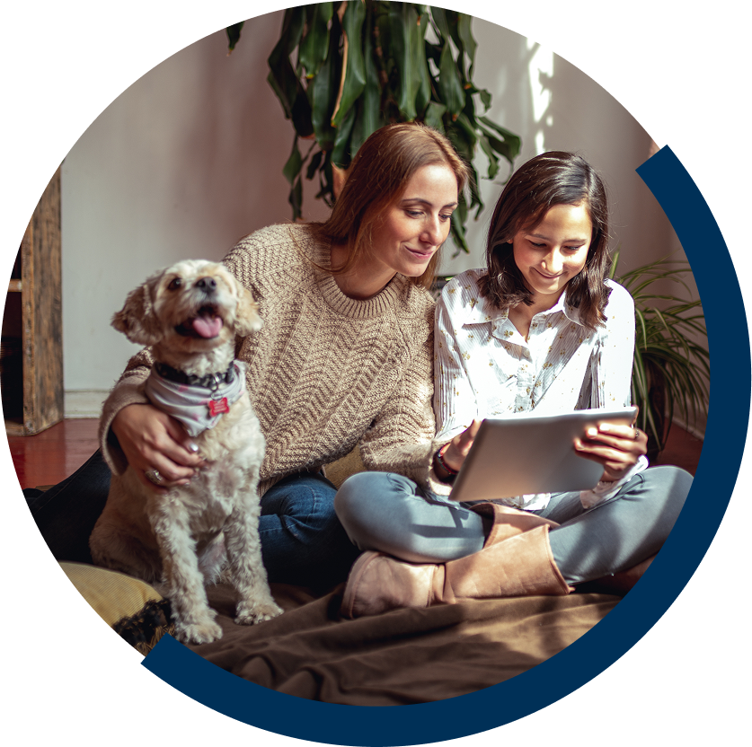 Mom with kid and dog